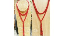 multiple strand beads red necklaces double wrist 